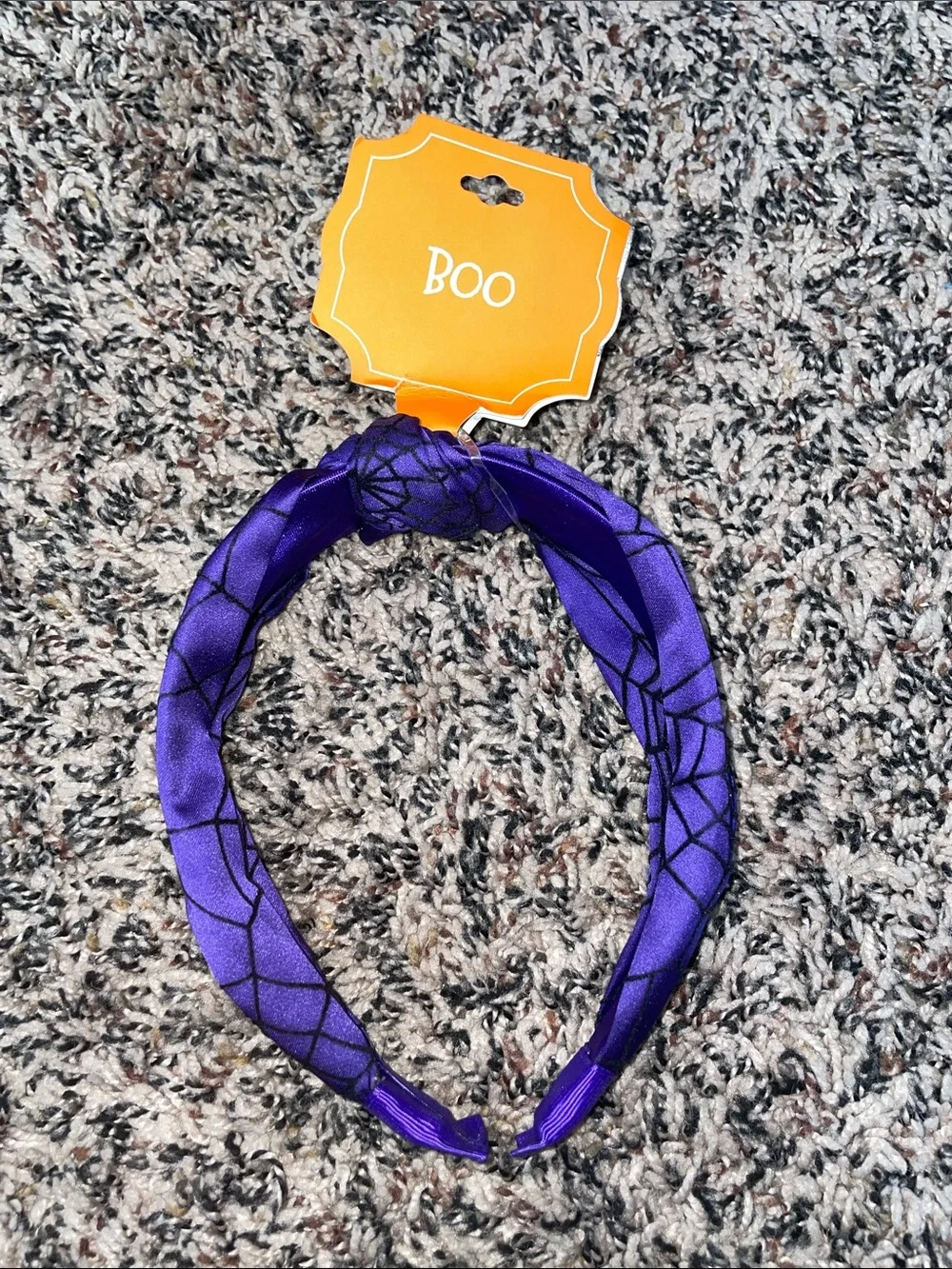 Boo! Girls Purple And Black Spiderweb Print Headband OS NWT